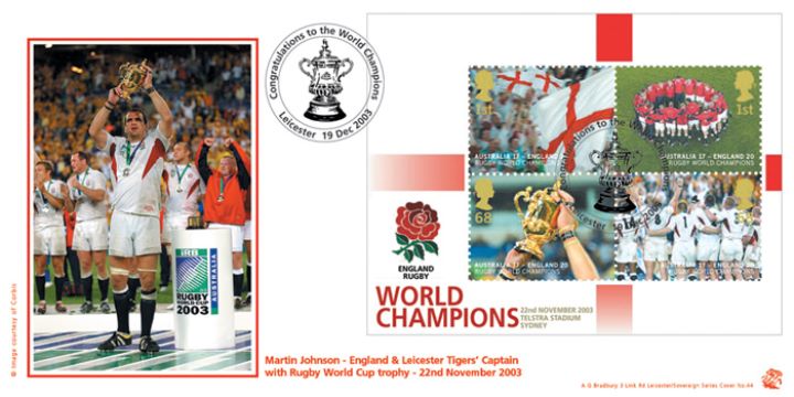 Rugby World Cup: Miniature Sheet, Martin Johnson holding the World Cup