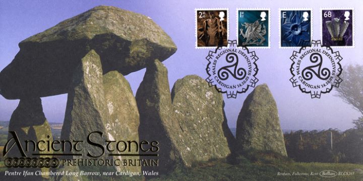 Wales (white borders) 2nd, 1st, E, 68p, Pentre Ifan Chambered Long Barrow