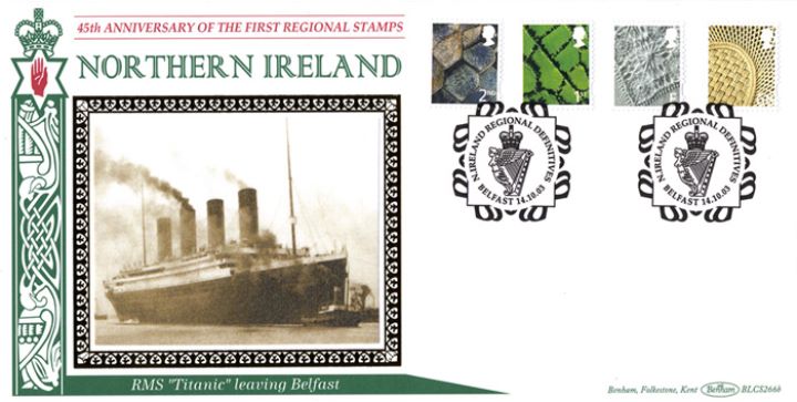 Northern Ireland (white borders) 2nd, 1st, E, 68p, Titanic Leaving Belfast