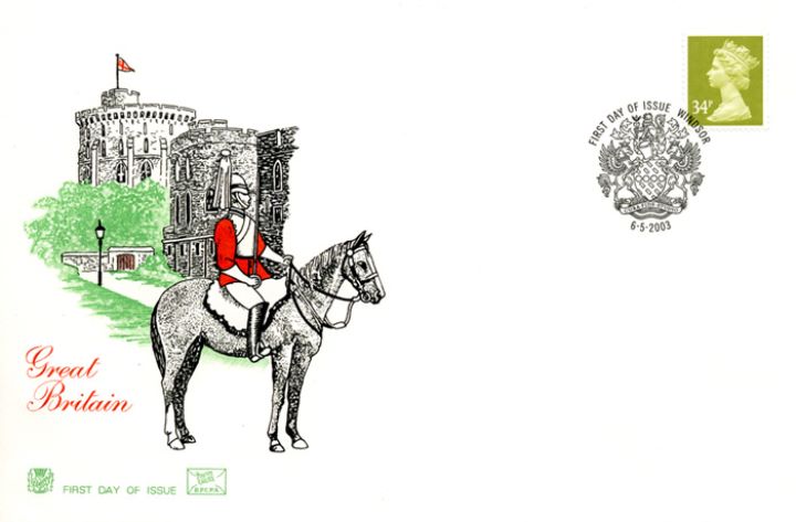 Machins (EP): 34p Lime-green, Windsor Castle