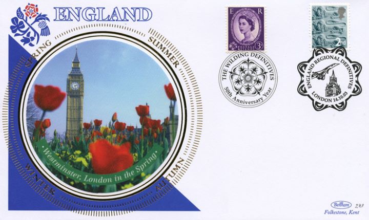 England (white borders) 2nd, 1st, E, 68p, Westminster in Spring