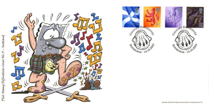 Scotland (white borders) 2nd, 1st, E, 68p, Highland Fling