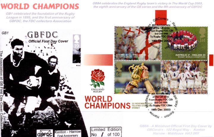 Rugby World Cup: Miniature Sheet, Rugby Cover from 1995