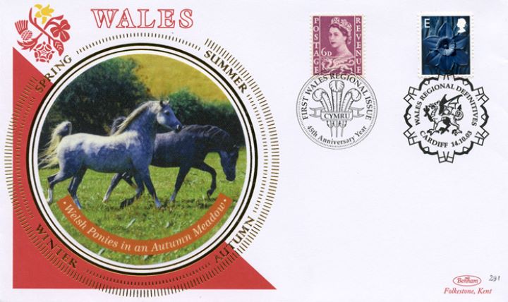 Wales (white borders) 2nd, 1st, E, 68p, Welsh Ponies