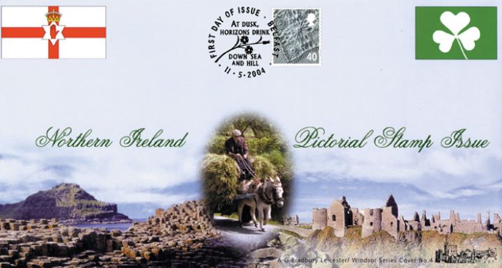 Northern Ireland 40p Linen Pattern, Giants Causeway & Dunluce Castle