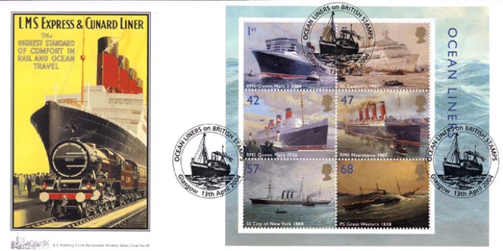 Ocean Liners: Miniature Sheet, Cunard & LMS Poster