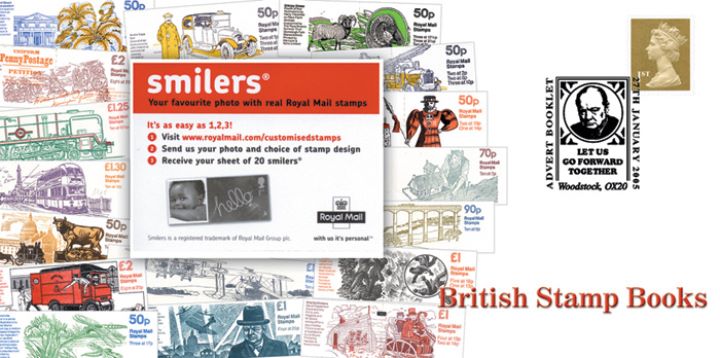 Self Adhesive: 6 x 1st Smilers Advert No.1, British Stamp Books - including Churchill