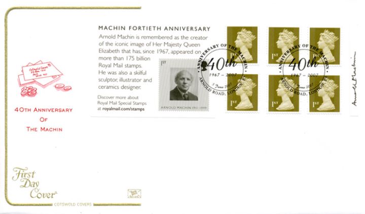 Self Adhesive: Machin 40 Years: 6 x 1st , Letters and Coins