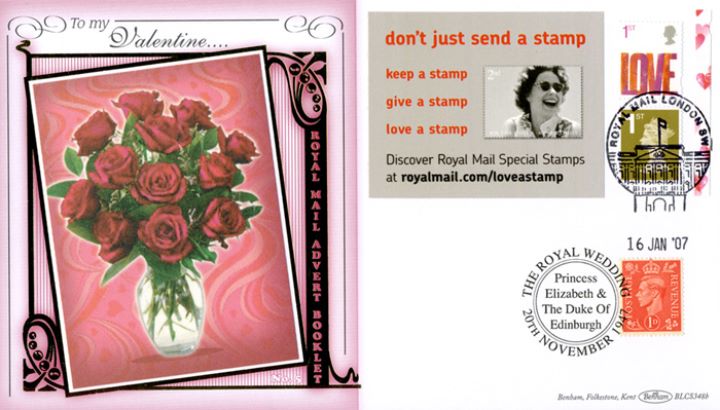 Self Adhesive: Love: 6 x 1st Advert, Vase of Roses