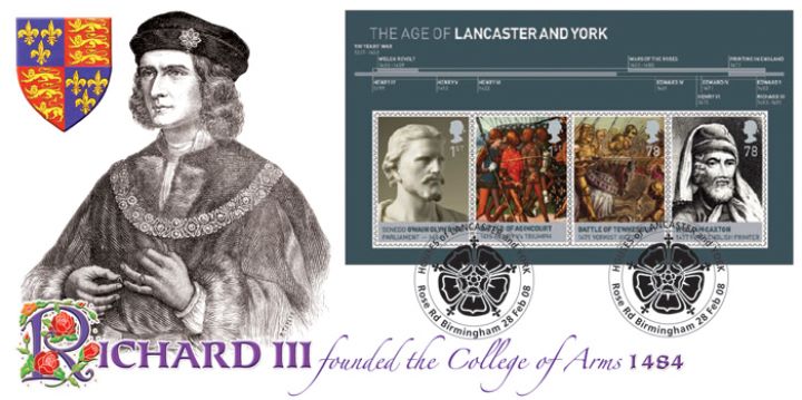 The Houses of Lancaster & York: Miniature Sheet, Richard III Founder of the College of Arms