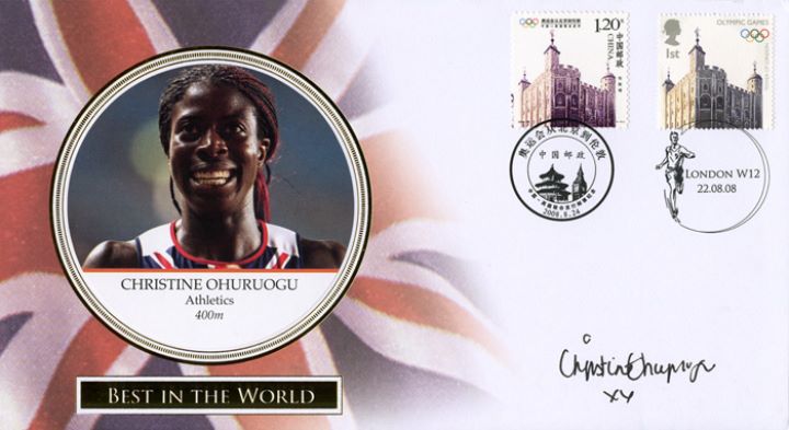 Olympics: Miniature Sheet, Signed Christine Ohuruogu