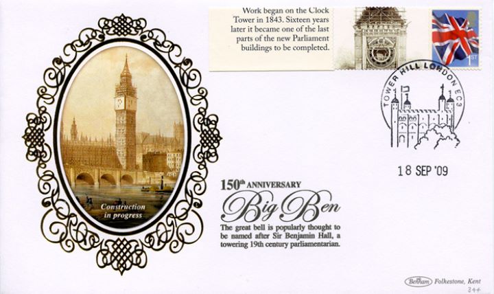 Big Ben [Commemorative Sheet], Construction in progress