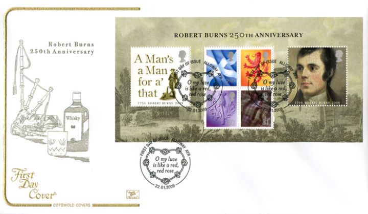 Robert Burns: Miniature Sheet, Bagpipes and Whisky