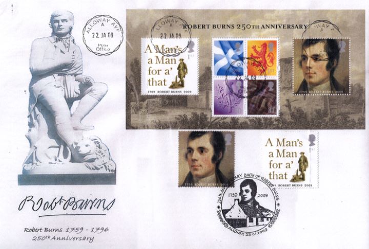 Robert Burns: Miniature Sheet, Statue of Robert Burns