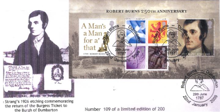 Robert Burns: Miniature Sheet, Dumbarton Burns Club