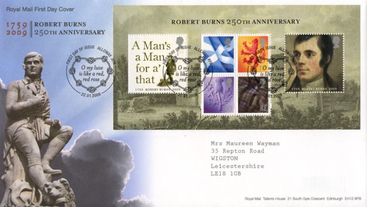 Robert Burns: Miniature Sheet, Burns Statue