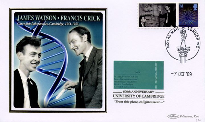 Cambridge University [Commemorative Sheet], James Watson & Francis Crick