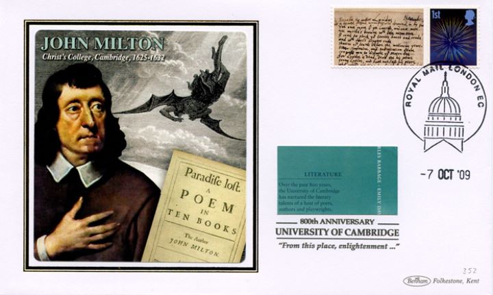 Cambridge University [Commemorative Sheet], John Milton