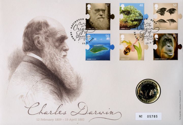 Charles Darwin, £2 Coin Cover