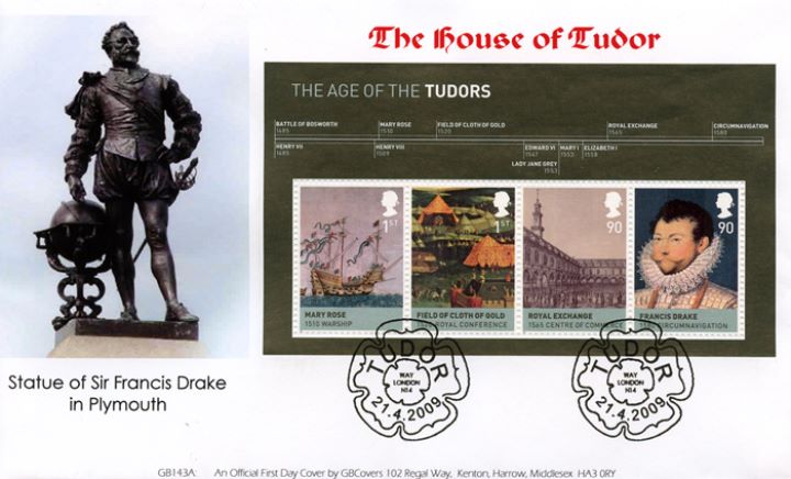 The Tudors: Miniature Sheet, Statue of Sir Francis Drake