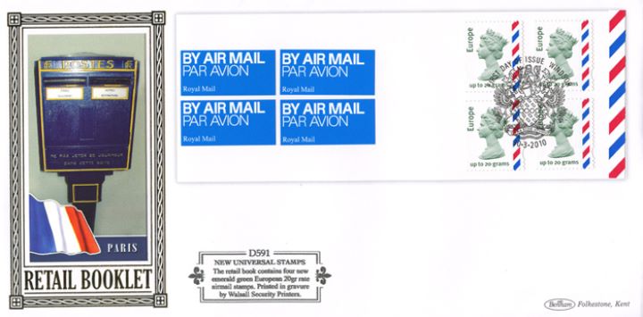 Self Adhesive: Airmail: 4 x Europe (20 grams), Paris Post Box