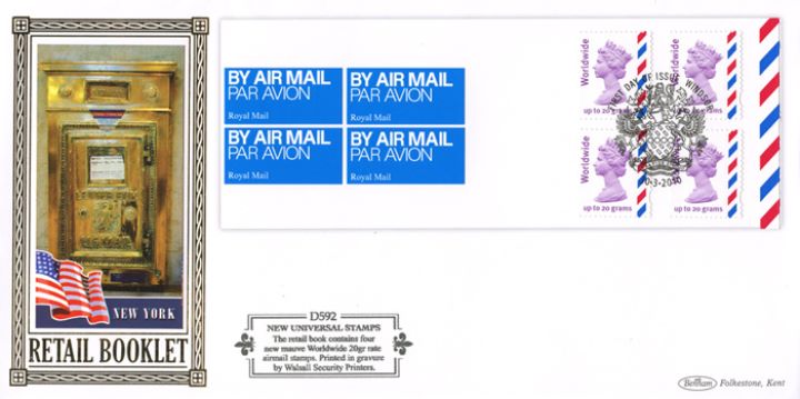 Self Adhesive: Airmail: 4 x Worldwide (20 grams), US Mail Letter Box