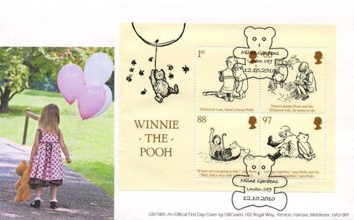 Winnie-the-Pooh: Miniature Sheet, Girl with balloons and teddy