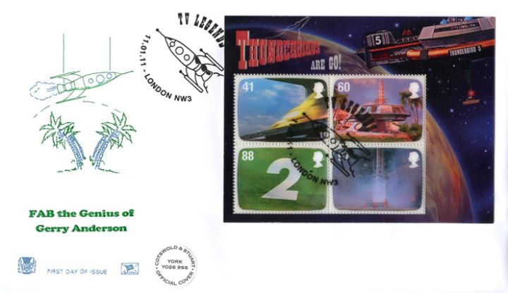 Gerry Anderson: Miniature Sheet, Rocket over Palm Trees