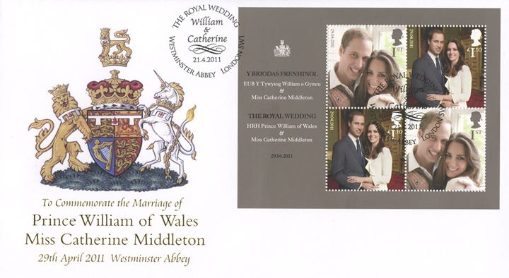 Royal Wedding: Miniature Sheet, Prince William's Coat of Arms