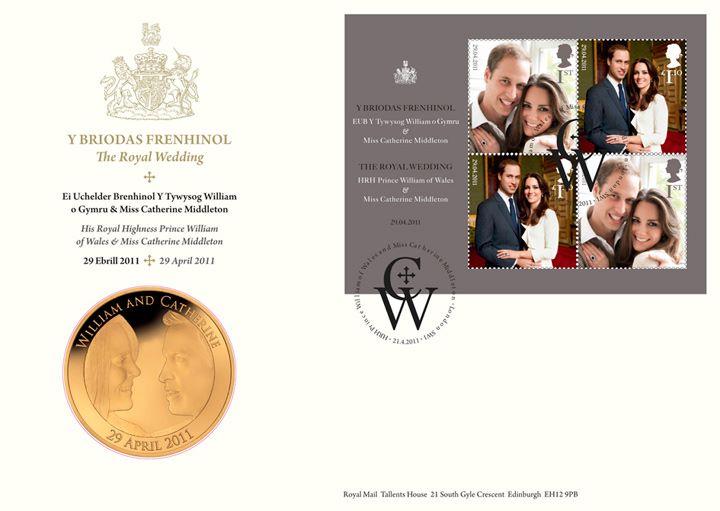 Royal Wedding: Miniature Sheet, Solid 22 carat Gold Coin Cover