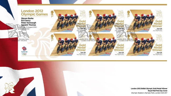 Cycling - Track - Men's Team Pursuit: Olympic Gold Medal 7: Miniature Sheet, Union Flag