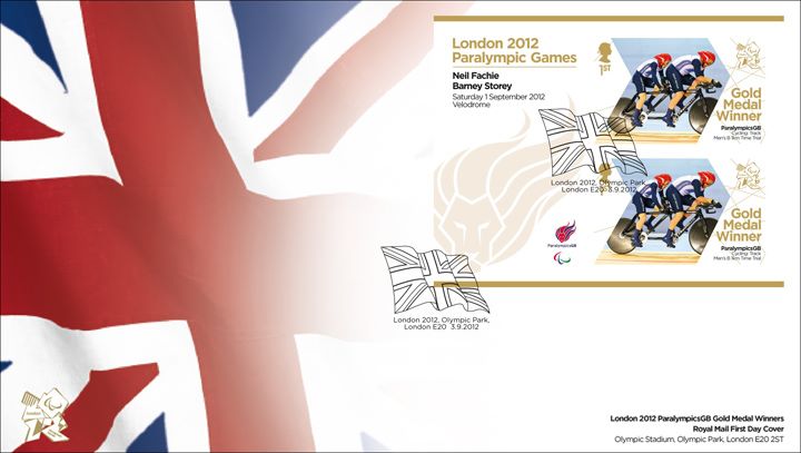 Cycling - Men's Individual B 1km Time Trial: Paralympic Gold Medal 5: Miniature Sheet, Union Flag