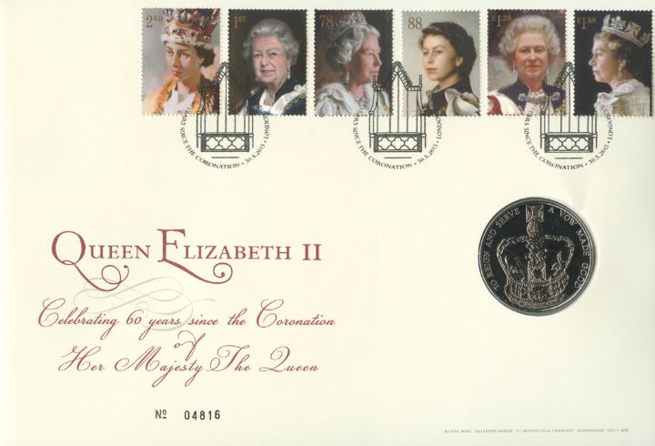 Her Majesty the Queen Royal Portraits, £5 Coin Cover