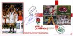 Rugby World Cup: Miniature Sheet, Martin Johnson holding World Cup
Autographed By: Martin Johnson (Captain of England Rugby Team (2003 Championships))