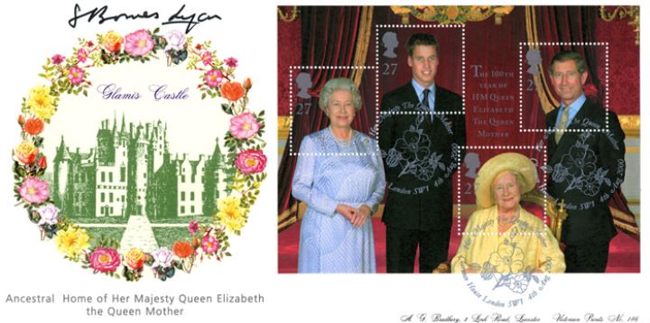 Queen Mother: Miniature Sheet, Glamis Castle (roses)