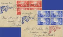 10.05.1948
Channel Islands Liberation
Pair of matching covers with block of four stamps