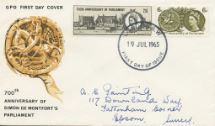 19.07.1965
700th Anniv. of Parliament
DeMonfort's Seal
Royal Mail/Post Office