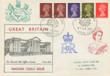 27.08.1969
Machins: 1s Se-tenant Stamp Coil
The General Post Office
Historic Relics