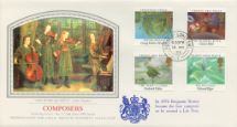 14.05.1985
British Composers
The Home Quartet
Pres. Philatelic Services, Sotheby Silk No.12