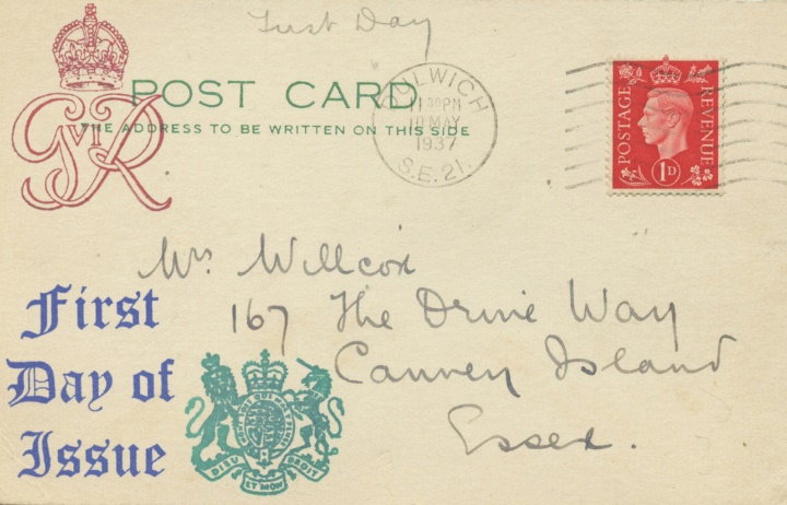 KGVI: 1d Red, Post Card with interesting message on reverse
