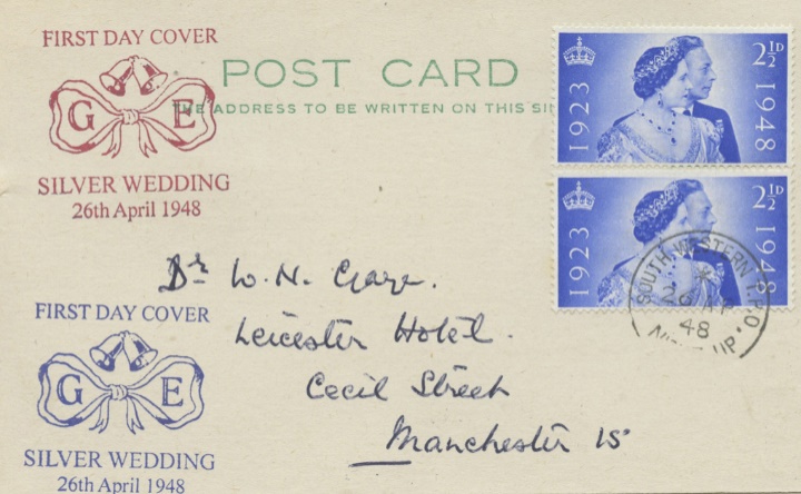 Silver Wedding 1948, Interesting postcard with message on reverse