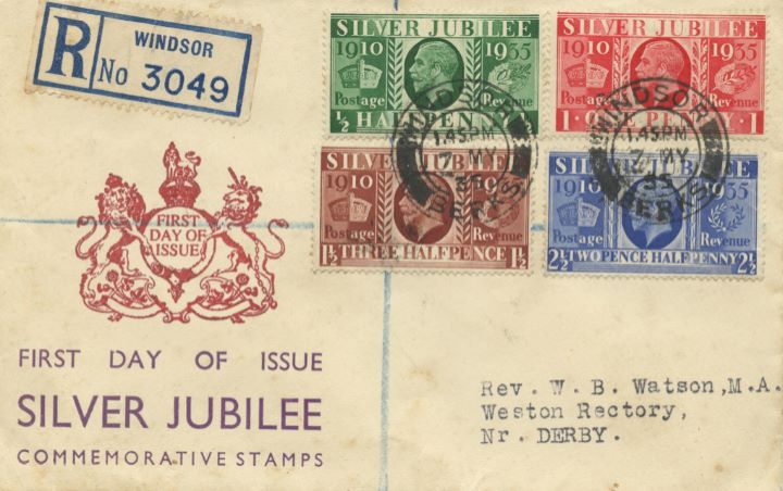 King George V Silver Jubilee, Rare Windsor Postmark