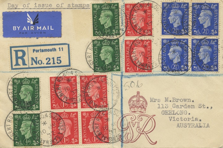 KGVI 1 2d 1d 2 1 2d Albert Road Postmark First Day Cover BFDC