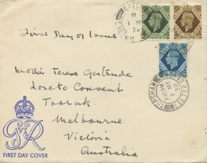 KGVI: 9d, 10d, 1s, Rare King George VI definitives FDC