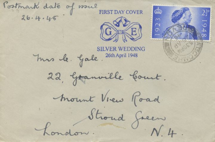 Silver Wedding 1948, Cachet cover