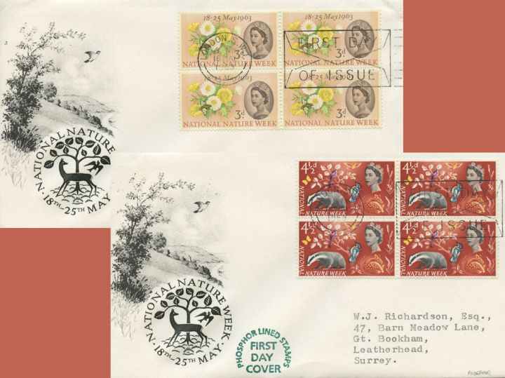 National Nature Week, Pair with block of 4 stamps