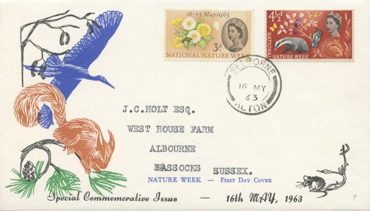 National Nature Week, Squirrel and Stork | First Day Cover / BFDC
