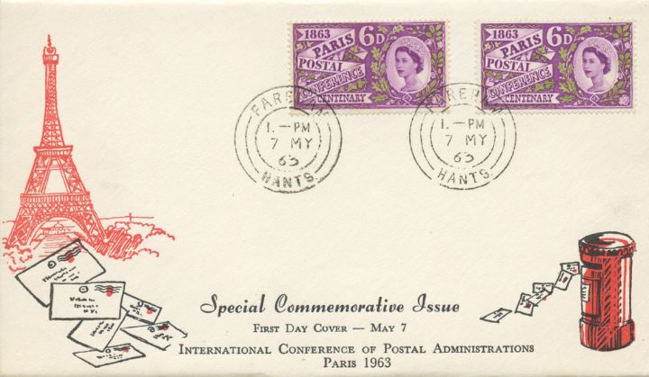 Paris Postal Conference, Eiffel Tower and Pillar Box