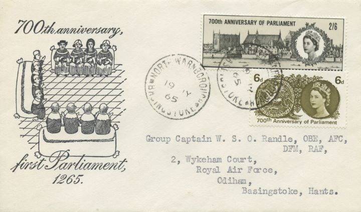 700th Anniv. of Parliament, Scarce North Warnborough postmark