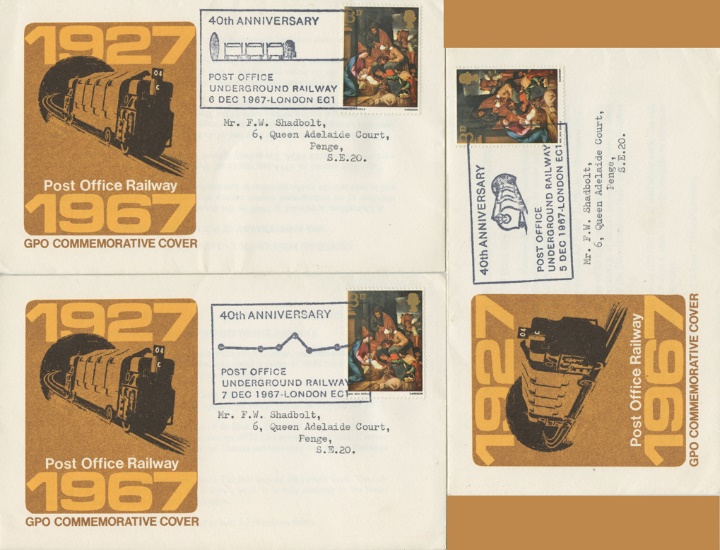 Post Office Underground Railway, Set of three covers 40th Anniversary